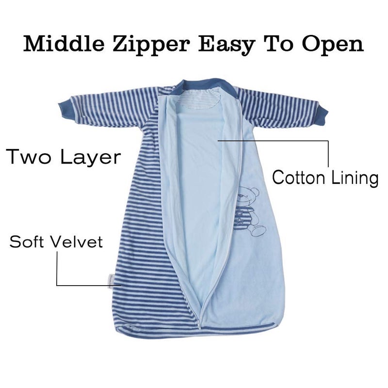 BLOOMSTAR Toddler Sleep Sack Long Sleeves (3-5T), Velvet 1.6-1.8 Tog Wearable Blanket with Arms â€“ Soft, Cozy Baby Sleeping Bag for Spring & Fall, Extra Long for Active Toddlers - Image 5